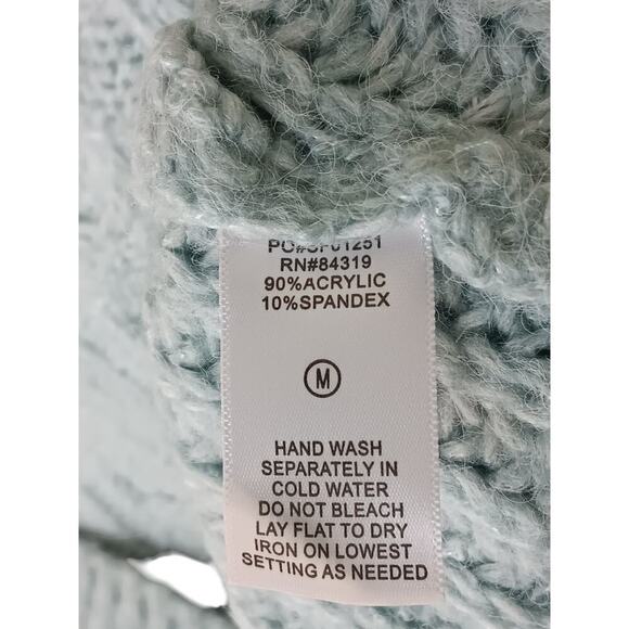 New Evolution by Cyrus Blue Cable Knit Sweater Soft Chunky Pullover SZ M - Picture 9 of 10